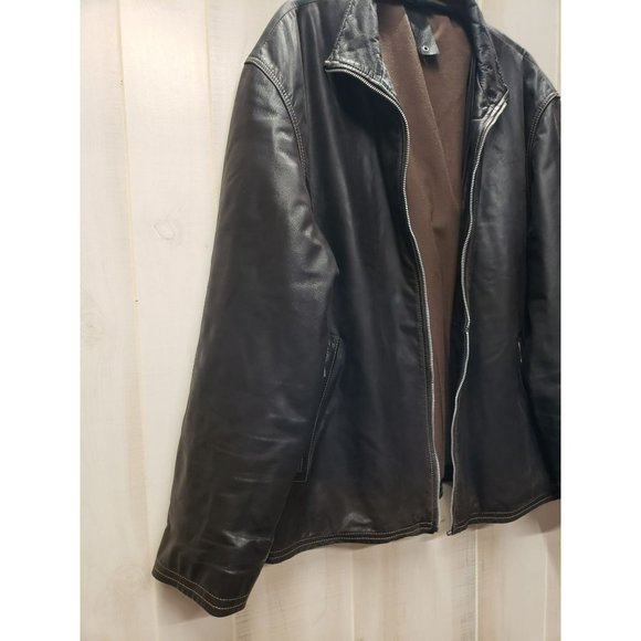 Brown Leather Jacket, Trapper, NEEDS ZIPPER, Men's size 54, Lined - Picture 2 of 12